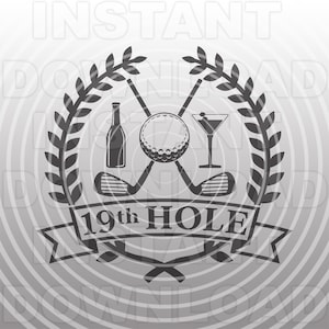 File in formato SVG del modello di segno di golf 19a buca, Happy Hour SVG di golf 19a buca, Golf Club House svg - Uso commerciale e personale - Cricut, Silhouette Cameo