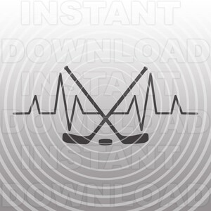 Heartbeat Pulse EKG Strip Hockey SVG-bestand, hockeysticks SVG-commercieel en persoonlijk gebruik-vector kunst voor Cricut, Silhouette Cameo, opstrijkbare vinyl