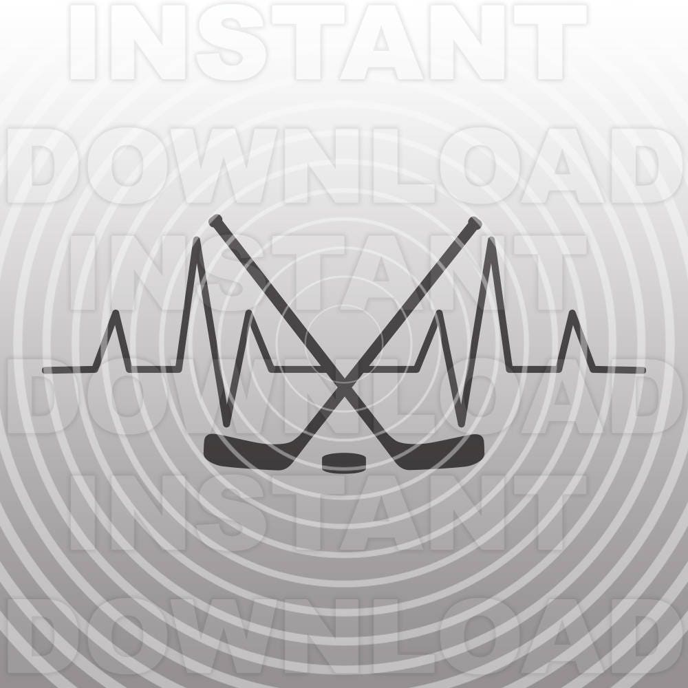 Heartbeat Pulse EKG Strip Hockey SVG FileHockey Sticks SVG Etsy