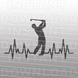 Männliche Golfer SVG-Datei, Golfer EKG Herzschlag SVG-Datei-kommerzielle und persönliche Gebrauch-Vector Art für Cricut,Silhouette Cameo,bügeln auf Vinyl Shirt
