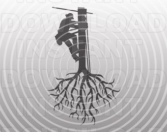 Lineman Climbing with Tree Roots SVG File,Electrical Lineman SVG,Lineworker svg -Commercial & Personal Use-Cricut,Silhouette Cameo,Vinyl Cut