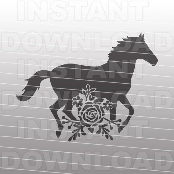 Download Floral Horse Svg Filehorse With Rose Svghorses Svgcowgirl Etsy