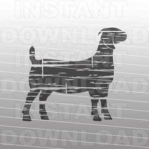 Afficher le fichier SVG de chèvre, fichier SVG de chèvre Boer en détresse, Shabby Chic bétail svg -Vector Art Commercial & Personal Use-Cricut,Silhouette,Cameo