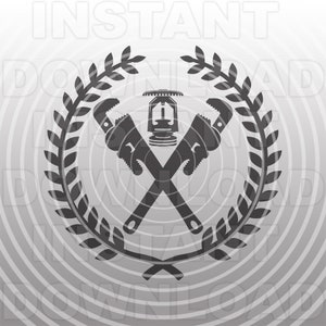 Irrigatore antincendio con chiavi a tubo e file SVG di corona d'alloro, installatore di irrigatori SVG - uso commerciale/personale-Cricut, Silhouette Cameo, vinile in formato svg