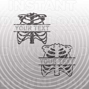 May include: Two black and white ribcage illustrations with a space for text in the middle. The text reads "YOUR TEXT".