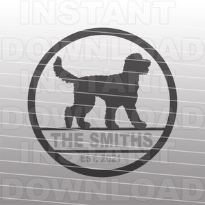 Goldendoodle Labradoodle Nombre de familia Dirección decorativa Signo SVG Archivo -Vector Arte Uso comercial y personal- Cricut,Silueta,Cameo,Vinilo