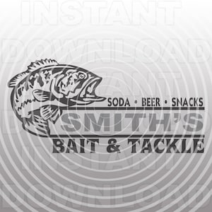 Bass Fishing SVG File,Bait Tackle Sign svg,Fisherman svg -Vector Art Commercial & Personal Use- Cricut,Cameo,Explore,Silhouette