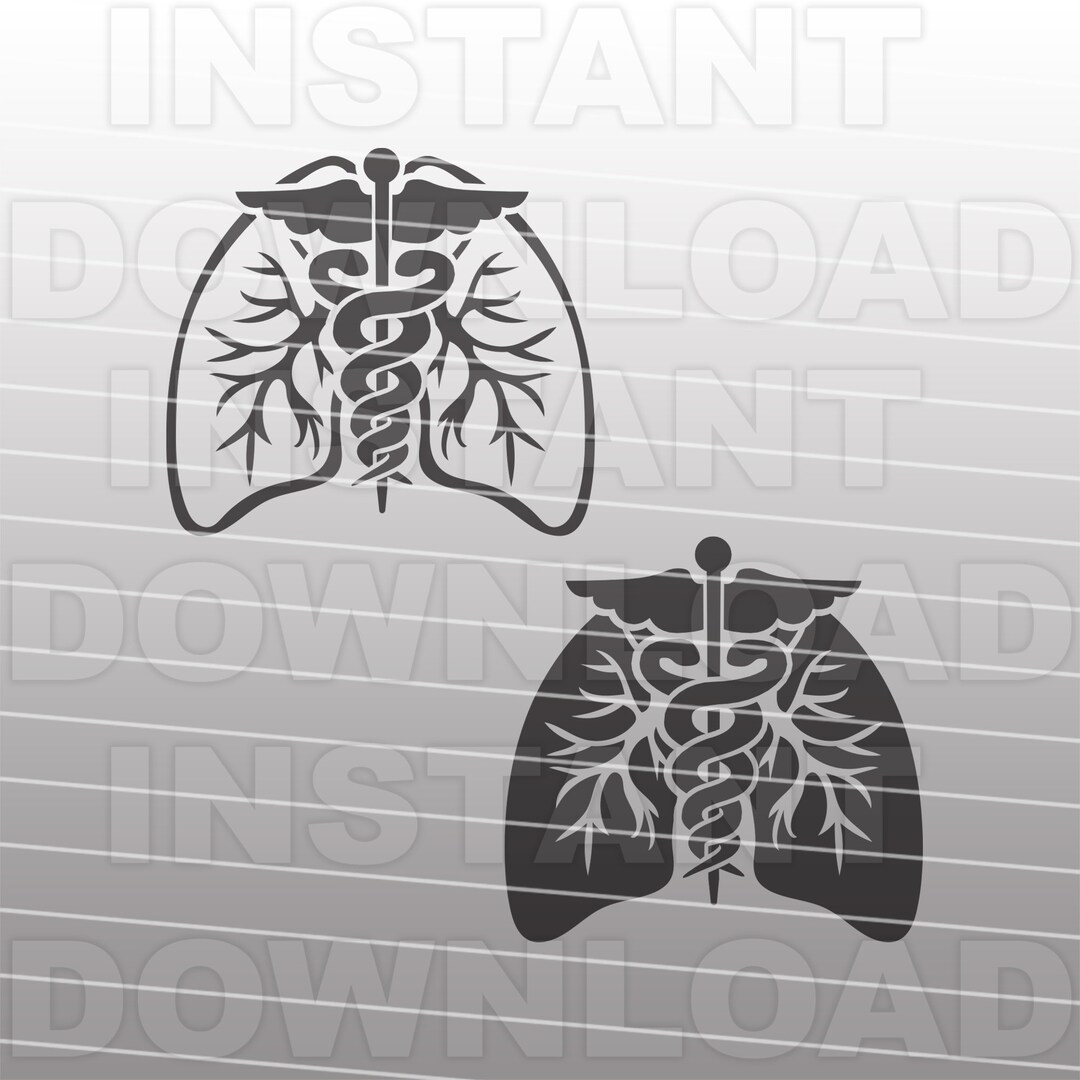 Caduceus Medical Symbol With Anatomical Lungs SVG File -vector Clipart ...