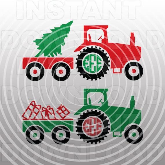 Download Christmas Svgfarm Tractor Monogram Svg File Cutting Etsy