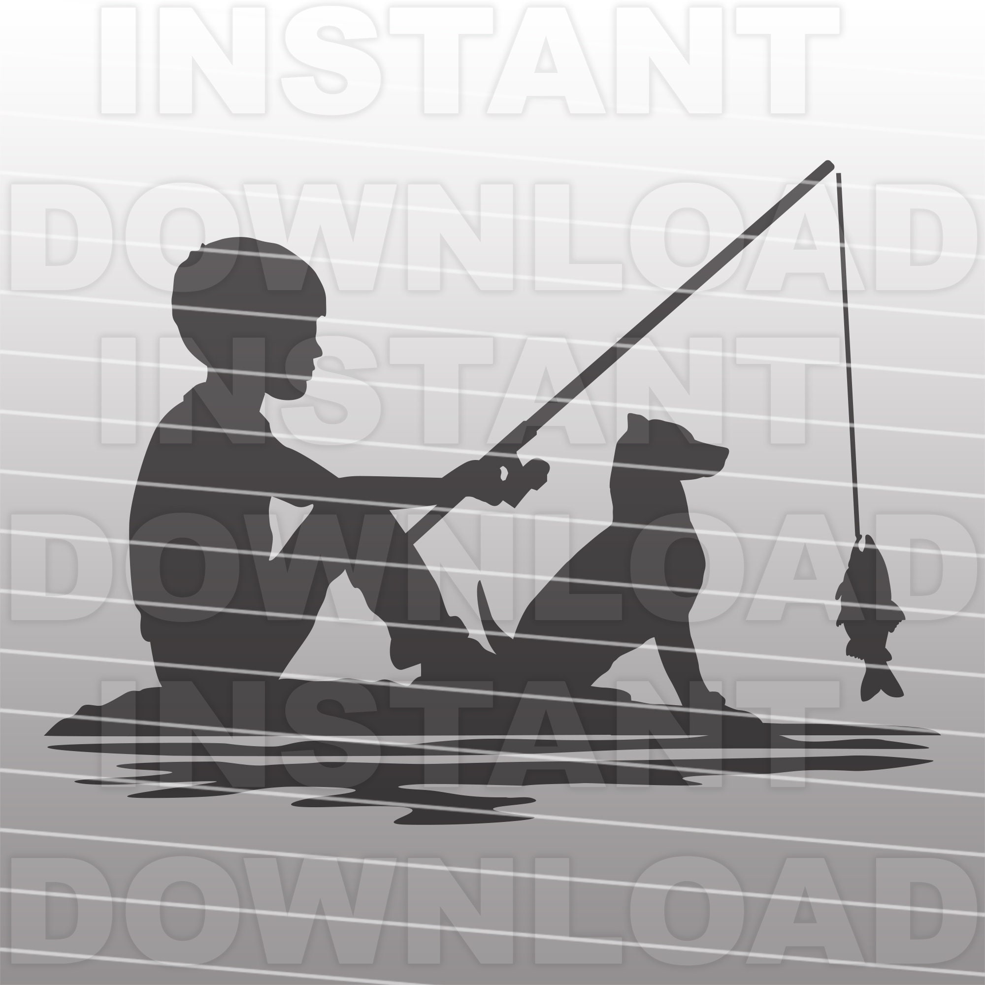 Little Boy Fishing With His Dog SVG File,boy Catching Fish SVG vector Art  Commercial & Personal Use Cricut,cameo,silhouette,vinyl Svg -  Canada