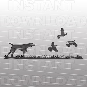 Puntero alemán de pelo corto apuntando al archivo SVG Grouse, caza de urogallo de perro pájaro SVG, arte vectorial uso comercial/personal.Cricut,Silhouette Cameo