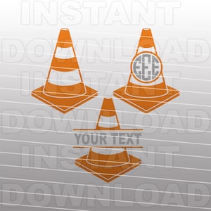 Verkeer kegel SVG-bestand, bouw kegel SVG, veiligheid kegel monogram SVG-vector clipart commercieel en persoonlijk gebruik-Cricut, silhouet cameo