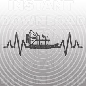 Airboat Heartbeat EKG Pulse SVG-bestand, Airboat Life SVG - Vector Art Commercieel/Persoonlijk Gebruik - Cricut, Silhouet, Cameo, Vinyl Decal, Opstrijkbare Vinyl