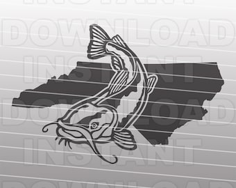 North Carolina Catfish SVG File,Catfish SVG,Angler Fisherman SVG -Vector Format Commercial/Personal Use- Cricut,Silhouette Cameo,Vinyl Decal