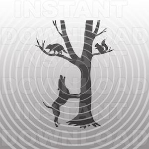 Fichier SVG de chasse Coon, chien Treeing raton laveur écureuil SVG, SVG de chien de chasse -Commercial & Personal Use-Cricut, Silhouette Cameo, Vinyl Cut Decal
