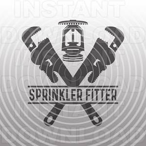 Monteur de gicleurs avec fichier SVG de clés à pipe croisées, Fire Sprinkler SVG -Vector Format Commercial & Personal Use-Cricut,Silhouette Cameo