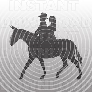 Cowboy und Cowgirl reiten ein Maultier SVG-Datei, Paar reiten doppelt SVG - Vektorkunst kommerzielle/persönliche Nutzung-Cricut,Silhouette,Cameo,Vinyl Cut