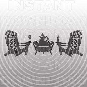 Chaises Adirondack avec bière vin arrière-cour Patio extérieur feu de camp feu de camp SVG - utilisation commerciale et personnelle - Cricut, Silhouette, camée, coupe de vinyle