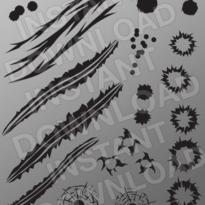 Proiettili e graffi File SVG modello di taglio-Clip Art per uso commerciale e personale-Cricut,SCAL,Cameo,Sizzix,Pazzles,Decalcomanie,Silhouette