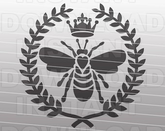 Bee SVG File -Queen Bee SVG File-  Bee with Laurel Wreath SVG - Commercial & Personal Use - Vector file for Cricut,Silhouette,vinyl cutting