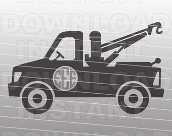 Tow Truck Monogram SVG File,Truck SVG File-Cutting Template-Vector Clip Art for Commercial & Personal Use Cricut,Cameo,Silhouette,Vinyl