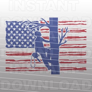 USA Baum Trimmer mit Motorsäge SVG-Datei, Baum Trimmer mit USA Flagge svg-Vector Art kommerzielle/persönlichen Gebrauch-Cricut, Silhouette Cameo, Vinyl svg