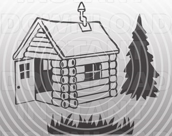 Log Cabin SVG File-Cutting Template-Vector Clip Art for Commercial & Personal Use for Cricut,Cameo,Sizzix,Pazzles,Silhouette,Vinyl,Decal