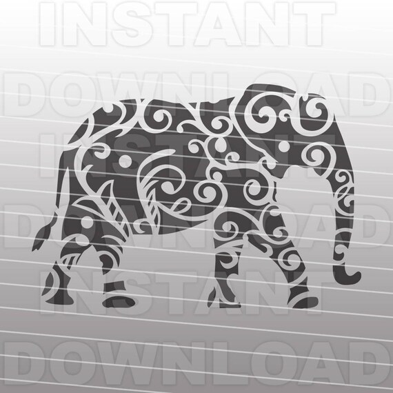 Download Fancy Flourish Elephant SVG FileAfrican Elephant Floral ...
