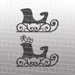 Santa slee filigraan SVG-bestand, Kerstmis SVG-bestand, slee SVG-die cut, vector clip art commerciële en persoonlijk gebruik Cricut, silhouet, cameo, vinyl