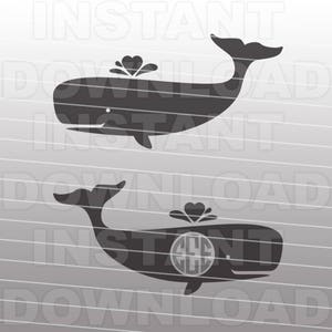 Whale SVG,Whales SVG File,Monogram SVG-Cutting Template-Vector Clip Art for Commercial & Personal Use-Cricut,Cameo,Silhouette,Vinyl,Cut File