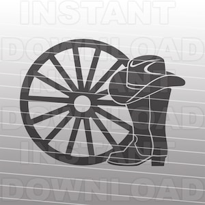 Country Living Wagon Wheel and Cowboy Boot SVG File,Country Girl SVG -Vector Art Commercial & Personal Use- Cricut,Silhouette Cameo,Vinyl