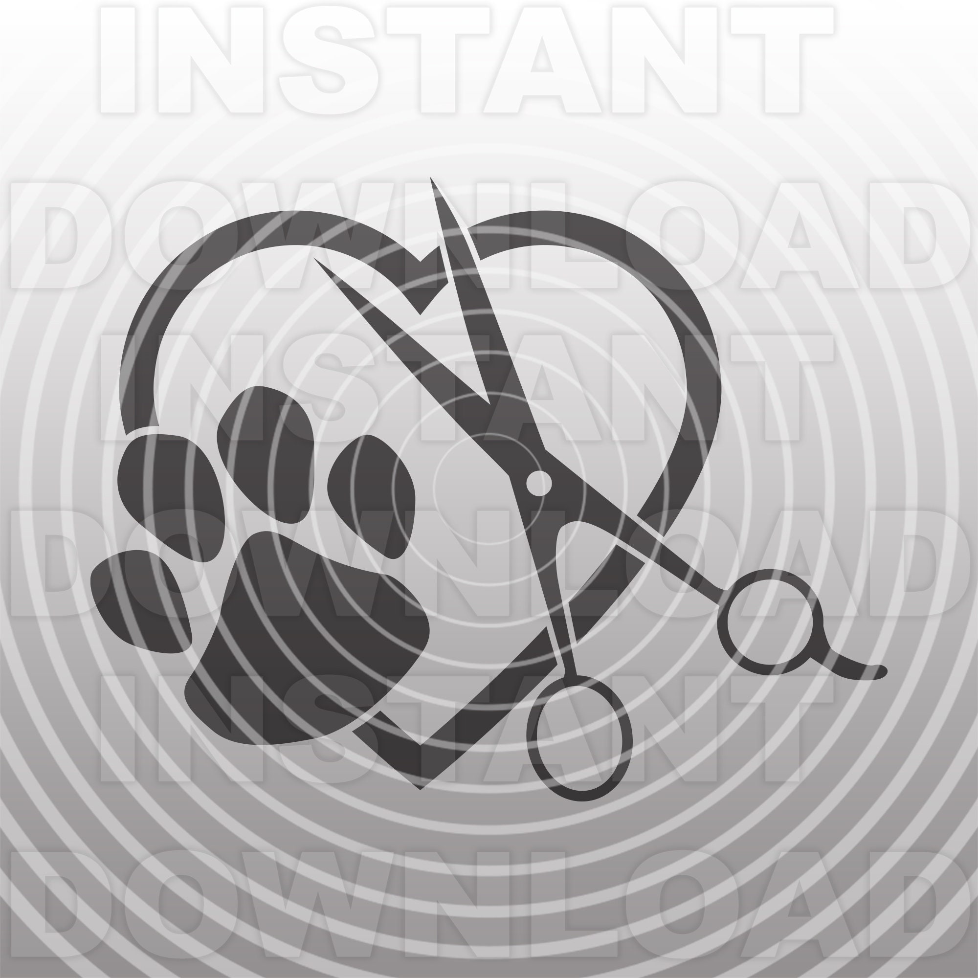 Dog Groomer Svglove Dog Grooming Scissors Paw Print Heart SVG Etsy