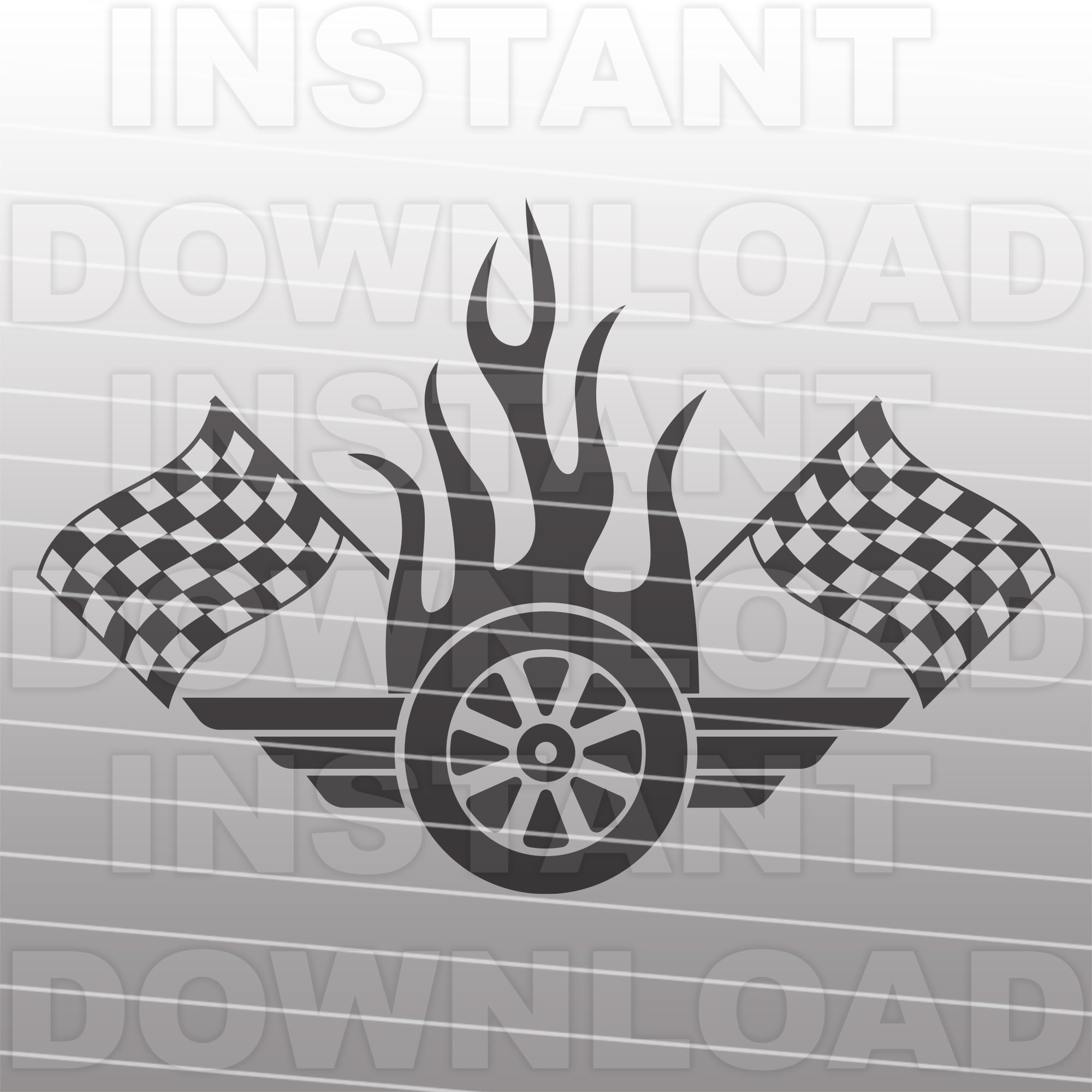 Racing Tire with Checkered Flags SVG FileStock Car Racing SVG Etsy