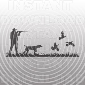 Ruffed Grouse Jäger mit Vogel Hund zeigt SVG-Datei, Grouse Jagd mit Vogel Hund svg - kommerzielle & persönlichen Gebrauch- Cricut, Silhouette Cameo
