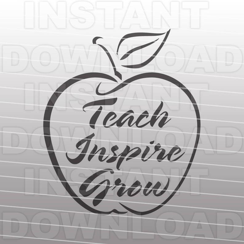 Download Teacher Apple SVG File Teach Inspire Grow SVG File | Etsy
