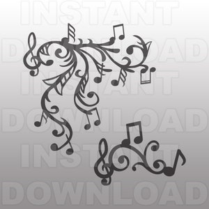 Notas musicais Arquivo SVG Notas musicais extravagantes SVG Music Lover svg Músico svg Music Border svg Silhouette Cricut svg Para uso comercial e pessoal