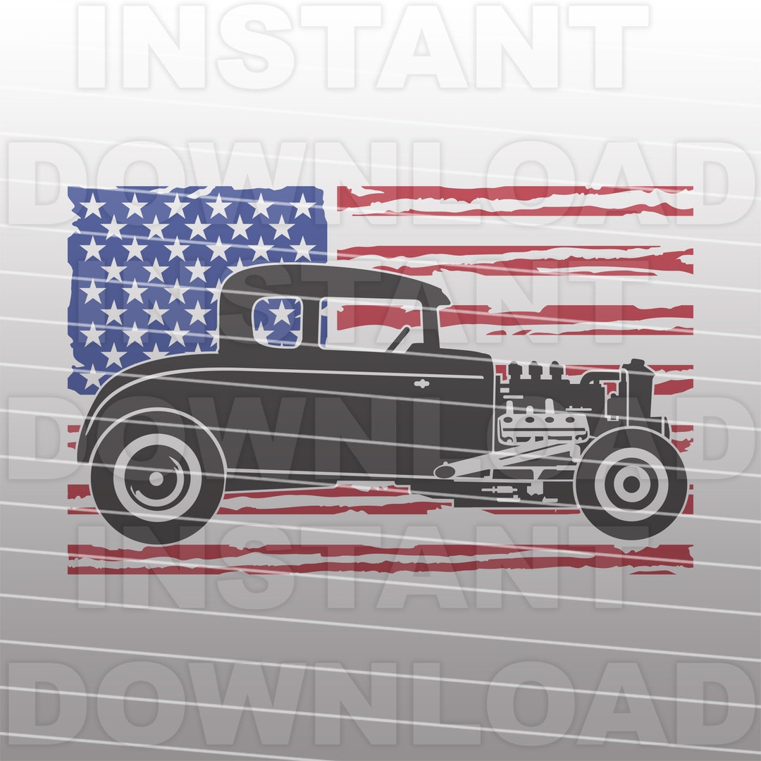 Patriotic Hot Rod SVG File,distressed USA Flag Svg,classic Car Svg ...