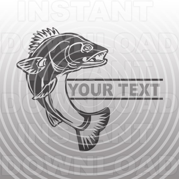 Download Walleye Jumping Split Monogram Frame Svg Fileyellow Pike Svg Etsy