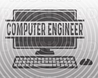 Computer Engineer with Computer and Mouse SVG File,Computer Programmer SVG -Commercial & Personal Use- Cricut,Silhouette Cameo,vinyl svg