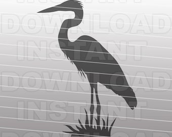 Great Blue Heron SVG Plantilla de corte de archivos-Clip Art para uso comercial y personal-arte vectorial para Cricut,SCAL,Cameo,Sizzix,Pazzles,Silhouette