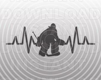 Heartbeat EKG Girl Goalie Hockey Player SVG File,Female Hockey Goalie SVG -Vector Art Commercial/Personal Use- Cricut,Silhouette Cameo,Vinyl