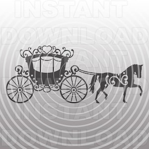 File in formato SVG carrozza principessa, carrozza a cavalli ornato SVG - arte vettoriale per uso personale e commerciale - Cricut Air, Silhouette, Cameo, decalcomania in vinile