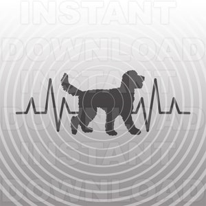 Heartbeat EKG Goldendoodle Labradoodle SVG Archivo -Vector Art Uso comercial y personal- Cricut,Silueta,Cameo,Calcomanía de vinilo,Corte de vinilo