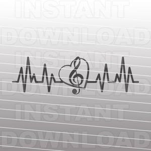 Violinschlüssel Herz Musik Note Herzschlag EKG Puls SVG-Datei-kommerzielle und persönliche Nutzung-Vector Art Cricut,Silhouette Cameo,Heat Transfer vinyl