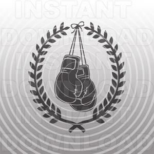 Guantes de boxeo con archivo SVG de corona de laurel, boxeo svg -Vector Art uso comercial y personal- Cricut,Silhouette Cameo,Vinyl svg,Vinyl Calcomanía