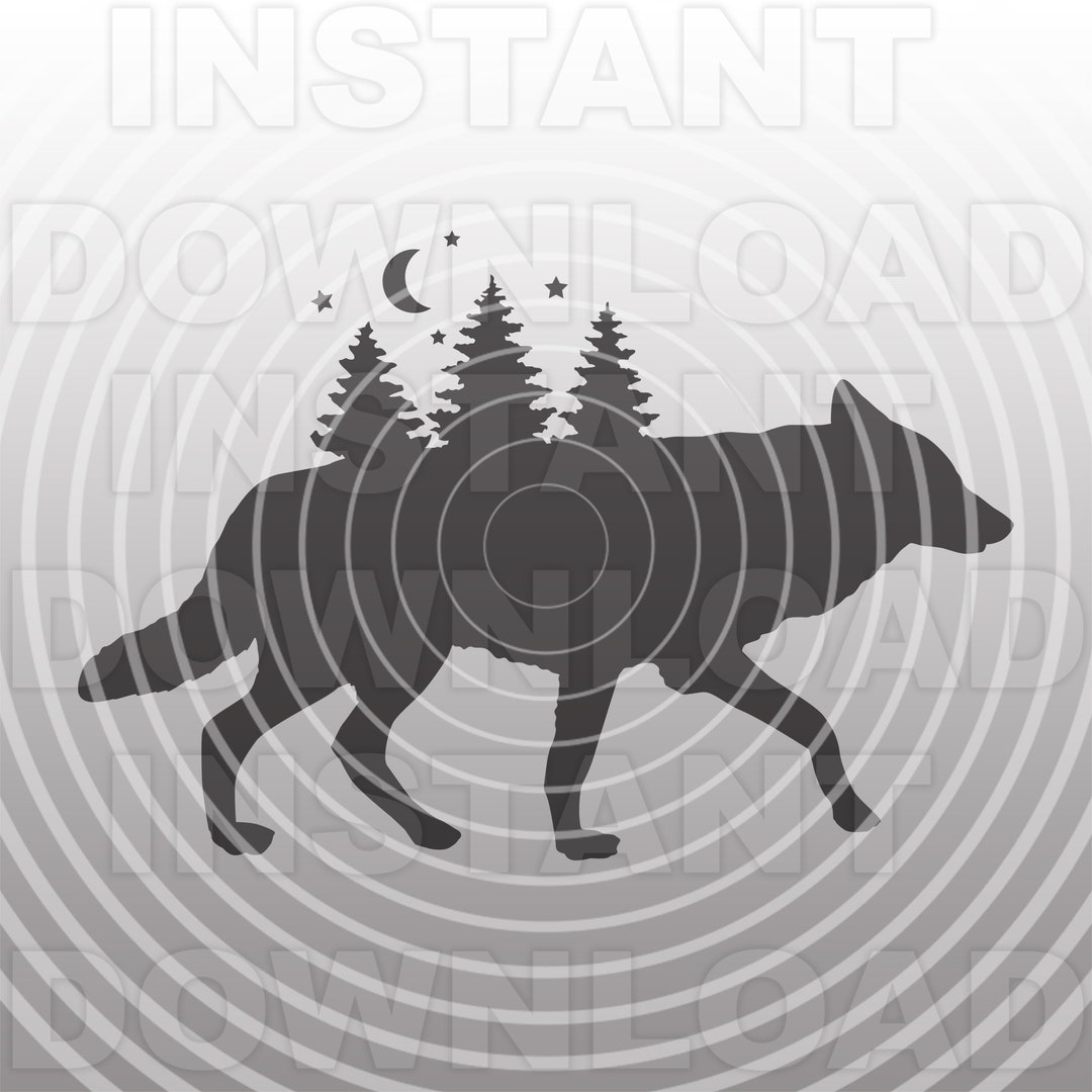 Svg File Timberwolf Wolf SVG File,wolf Silhouette Svg,pine Forest Svg,woodland Animal Svg ...