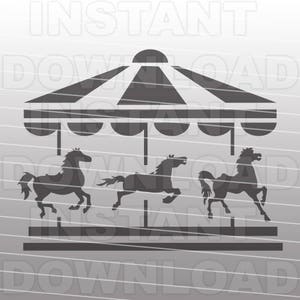 Arquivo SVG de cavalo carrossel, modelo de corte de arquivo SVG para berçário de bebê - clipart vetorial para uso comercial e pessoal - Cricut, Cameo, Silhueta, Vinil