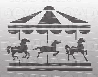 Carousel Horse SVG File,Baby Nursery SVG File-Cutting Template-Vector Clip Art for Commercial & Personal Use-Cricut,Cameo,Silhouette,Vinyl