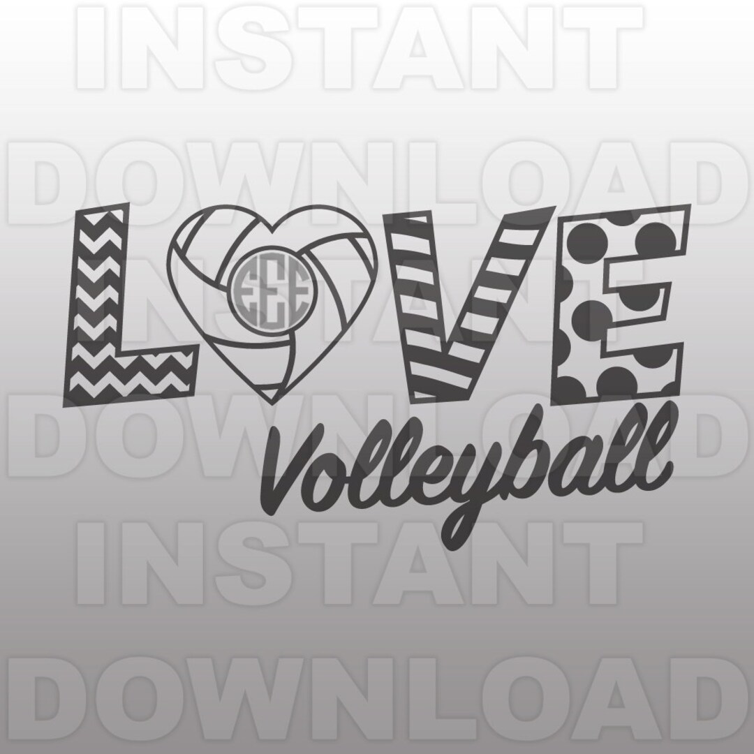 Volleyball Love SVG File Monogram Frame SVG File Etsy