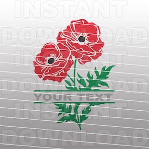 Mohnblume SVG-Datei, Mohnblumen SVG, Gartenarbeit Split Monogramm SVG-Vector Art kommerziellen und persönlichen Gebrauch- Cricut,Silhouette Cameo,Iron On Vinyl
